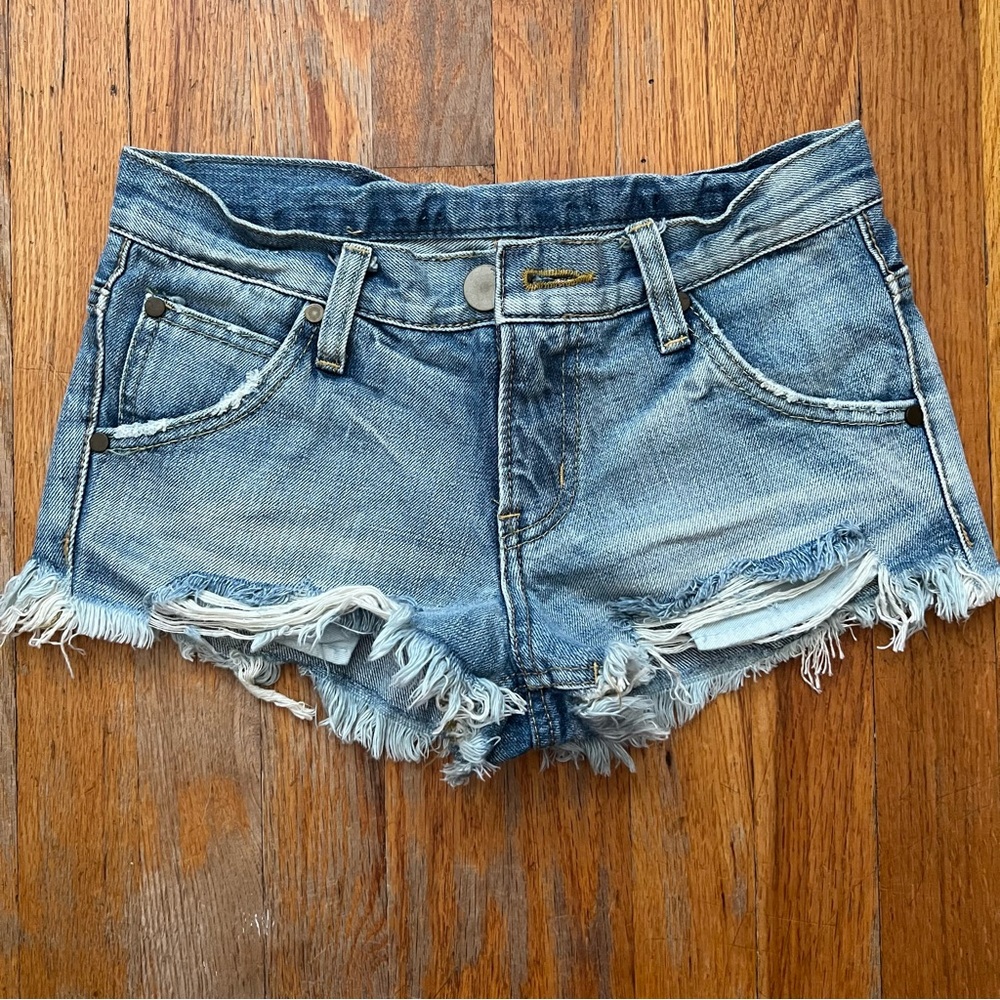 Y2K Washed & distressed denim shorts by Japanese brand